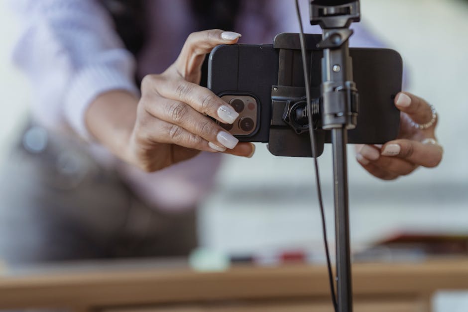 Phone and tripod setup for starting a faceless TikTok account