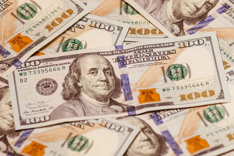 Stack of hundred dollar bills