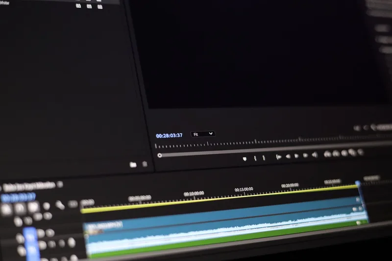 Close-up of a video editing software interface showing a timeline